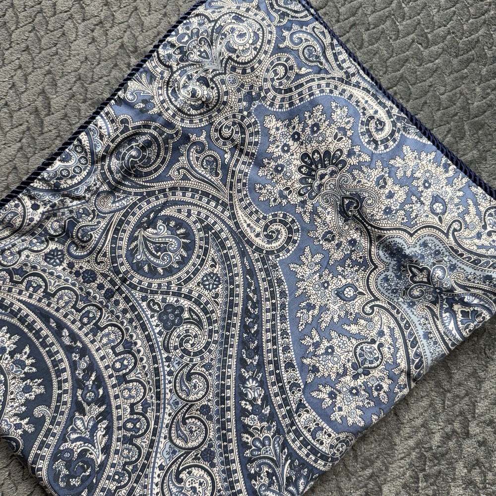 Ralph Lauren Pillow Shams Paisley Blue w/Rope Edge Set of 2 Cottagecore